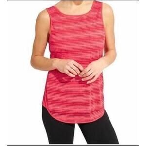 Athleta Women's Coral Pink Striped Tank Top Size Medium